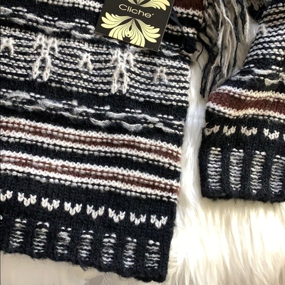 nwt // cliché fringe textured cotton blend sweater - Picture 7 of 12